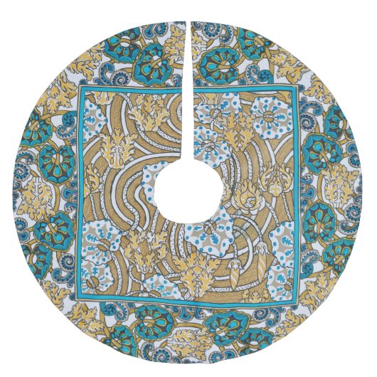 cyclamen blue art nouveau bloem behang kerstboom rok (Voorkant)