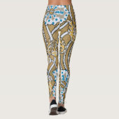 cyclamen blue art nouveau bloem behang leggings (Achterkant)