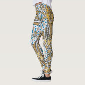 cyclamen blue art nouveau bloem behang leggings (Links)