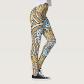 cyclamen blue art nouveau bloem behang leggings (Rechts)