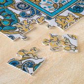 cyclamen blue art nouveau bloem behang legpuzzel (Zijkant)