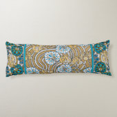 cyclamen blue art nouveau bloem behang lichaamskussen (Achterkant)