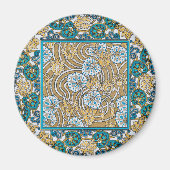 cyclamen blue art nouveau bloem behang magneet (Voorkant)