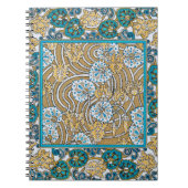 cyclamen blue art nouveau bloem behang notitieboek (Voorkant)