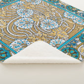 cyclamen blue art nouveau bloem behang sherpa deken (3/4)