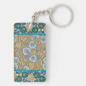 cyclamen blue art nouveau bloem behang sleutelhanger (achterkant)