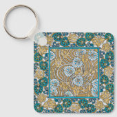 cyclamen blue art nouveau bloem behang sleutelhanger (Voorkant)