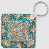 cyclamen blue art nouveau bloem behang sleutelhanger (Achterkant)