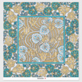 cyclamen blue art nouveau bloem behang sticker (Vel)