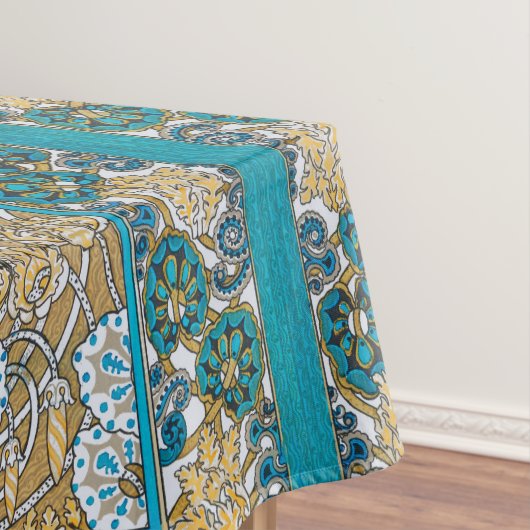 cyclamen blue art nouveau bloem behang tafelkleed (Voorbeeld)