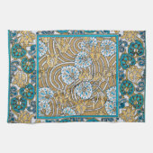 cyclamen blue art nouveau bloem behang theedoek (Horizontaal)