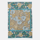 cyclamen blue art nouveau bloem behang theedoek (Verticaal)