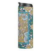 cyclamen blue art nouveau bloem behang thermosbeker (Geroteerd rechts)