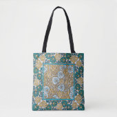 cyclamen blue art nouveau bloem behang tote bag (Voorkant)