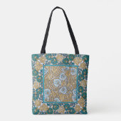 cyclamen blue art nouveau bloem behang tote bag (Achterkant)