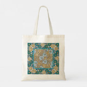 cyclamen blue art nouveau bloem behang tote bag (Achterkant)