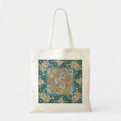cyclamen blue art nouveau bloem behang tote bag (Voorkant)