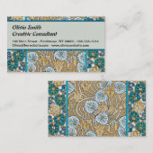 cyclamen blue art nouveau bloem behang visitekaartje (Voorkant / Achterkant)