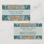 cyclamen blue art nouveau bloem behang visitekaartje (Voorkant / Achterkant)