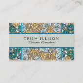 cyclamen blue art nouveau bloem behang visitekaartje (Voorkant)