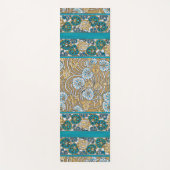 cyclamen blue art nouveau bloem behang yogamat (Voorkant)