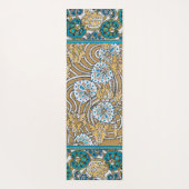 cyclamen blue art nouveau bloem behang yogamat (Achterkant)