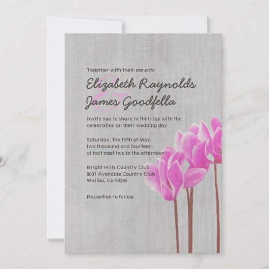  cyclamen bruiloft kaart (Voorkant)