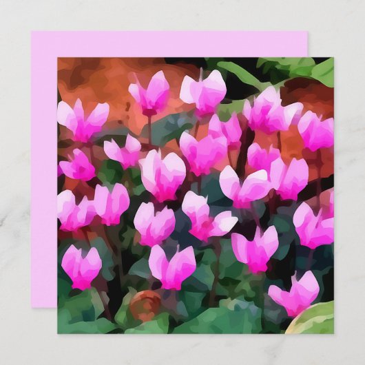 Cyclamen Flowers Uitnodiging (Voorkant / Achterkant)