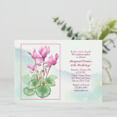 Cyclamen Flowers Uitnodiging (Staand voorkant)