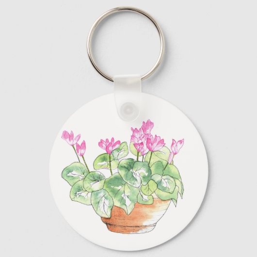 Cyclamen van Waterverf Sleutelhanger (Voorkant)