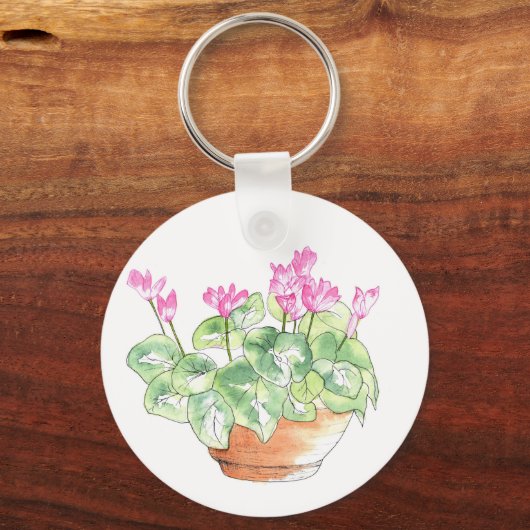 Cyclamen van Waterverf Sleutelhanger (Achterkant)