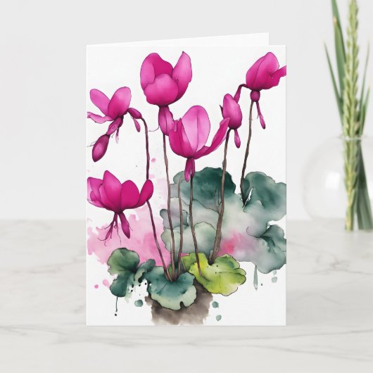 Cyclamen - Watercolor bloemen Kaart (Voorkant)