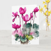 Cyclamen - Watercolor bloemen Kaart (Gele Bloem)