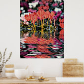 Cyclamen weerspiegelend in water poster (Keuken)