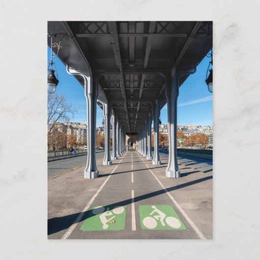 Cycle Path on the pont Bir-Hakeim - Parijs, Frankr Briefkaart (Voorkant)