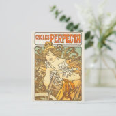 Cycle Perfecta Mucha  Franse Art Nouveau Briefkaart (Staand voorkant)
