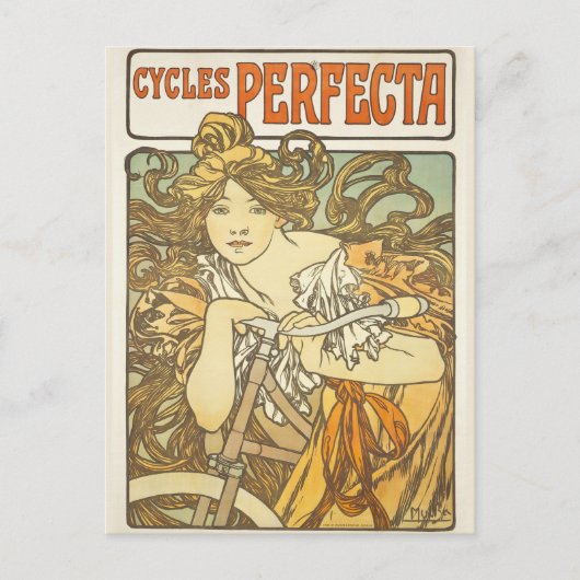 Cycle Perfecta Mucha  Franse Art Nouveau Briefkaart (Voorkant)