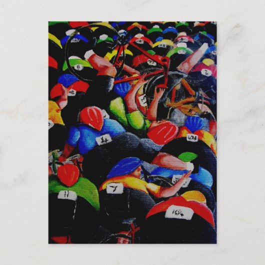 Cycle Race Crash briefkaart door Lyn Hurring (Voorkant)