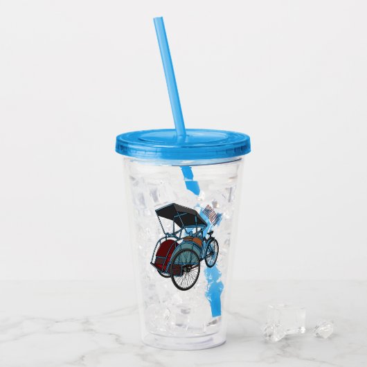 Cycle rickshaw cartoon illustratie acryl drinkbeker (Voorkant ijs)