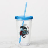 Cycle rickshaw cartoon illustratie acryl drinkbeker (Achterkant)