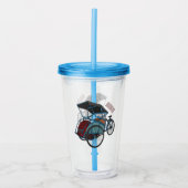 Cycle rickshaw cartoon illustratie acryl drinkbeker (Voorkant)