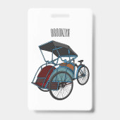 Cycle rickshaw cartoon illustratie badge (Achterkant)