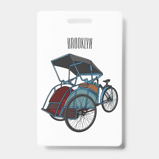 Cycle rickshaw cartoon illustratie badge (Voorzijde)
