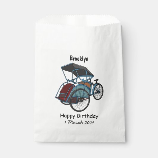 Cycle rickshaw cartoon illustratie bedankzakje (Voorkant)