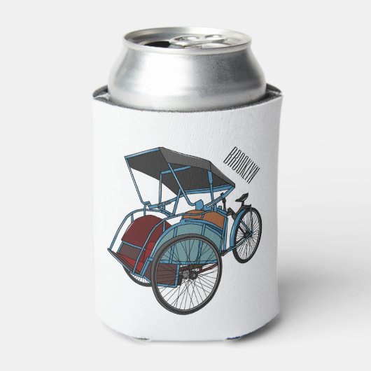 Cycle rickshaw cartoon illustratie blikjeskoeler (Blikje Voorkant)