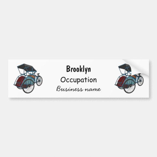 Cycle rickshaw cartoon illustratie bumpersticker (Voorkant)
