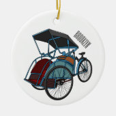 Cycle rickshaw cartoon illustratie keramisch ornament (Voorkant)