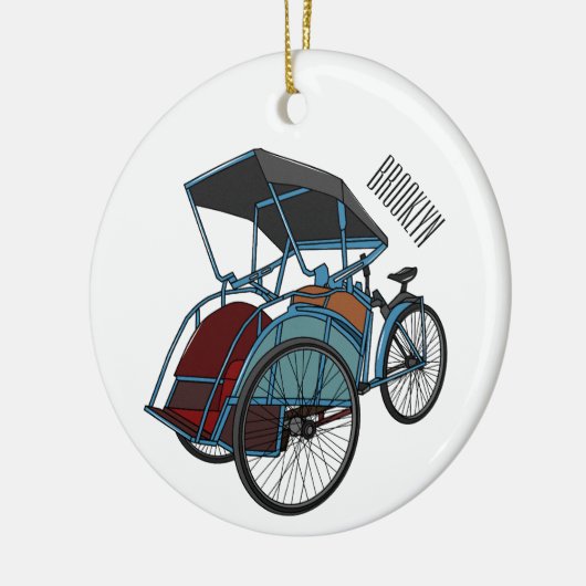 Cycle rickshaw cartoon illustratie keramisch ornament (Links)