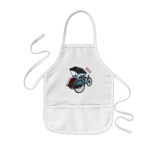 Cycle rickshaw cartoon illustratie kinder schort (Voorkant)