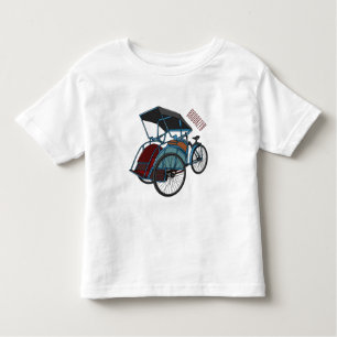 Cycle rickshaw cartoon illustratie kinder shirts